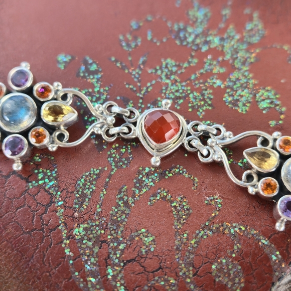 Nicky Butler 925 Sterling Silver Carnelian Labradorite Designer NB Bracelet 8"✨️ - Picture 12 of 16